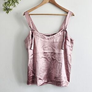 Project Runway Satin Cami Tank Top Blush Pink Tie Strap Detail Size Large NWT